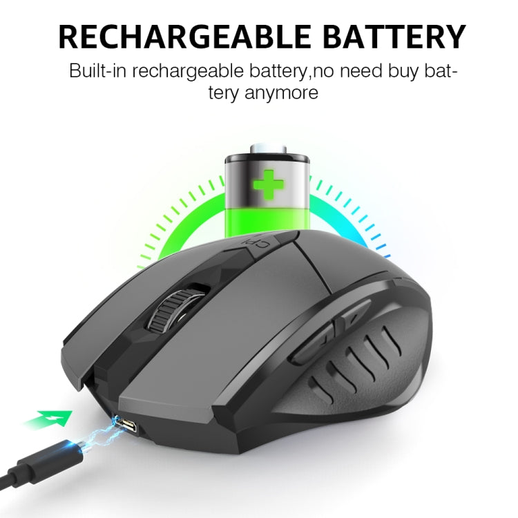 Inphic A1 6 Keys 1000/1200/1600 DPI Home Gaming Wireless Mechanical Mouse, Colour: Gray Wireless+Bluetooth 4.0+Bluetooth 5.0, Black Wireless+Bluetooth 4.0+Bluetooth 5.0, Black Wireless Charging Silent Version, Gray Wireless Charging Silent Version