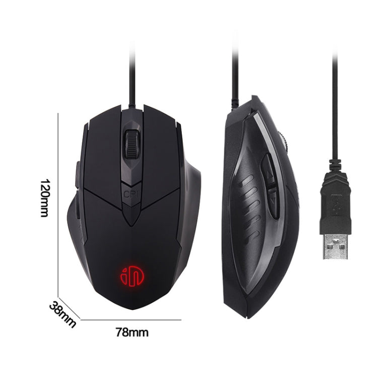 Inphic PW1 Game Mute Macro Definition Illuminated Wired Mouse, Cable Length: 1.5m, Mute Black Game Version, Mute Titanium Gray Game Version, Mute Black Business Version