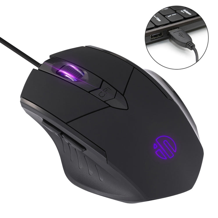 Inphic PW1 Game Mute Macro Definition Illuminated Wired Mouse, Cable Length: 1.5m, Mute Black Game Version, Mute Titanium Gray Game Version, Mute Black Business Version