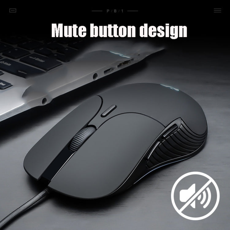 Inphic PB1 Business Office Mute Macro Definition Gaming Wired Mouse, Cable Length: 1.5m, Classic Back Breathing Light, Matte White Breathing Light