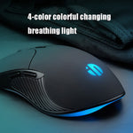 Inphic PB1 Business Office Mute Macro Definition Gaming Wired Mouse, Cable Length: 1.5m, Classic Back Breathing Light, Matte White Breathing Light