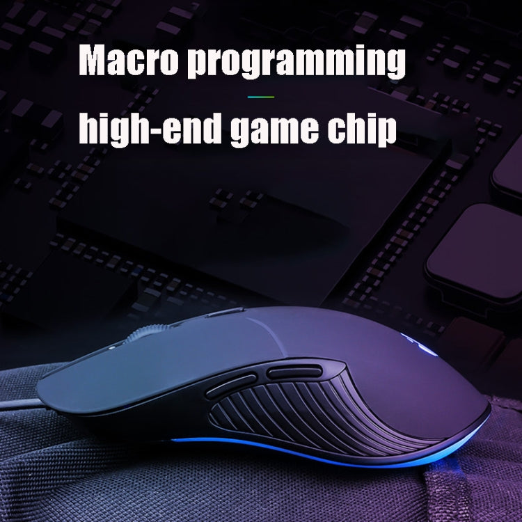 Inphic PB1 Business Office Mute Macro Definition Gaming Wired Mouse, Cable Length: 1.5m, Classic Back Breathing Light, Matte White Breathing Light