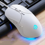 Inphic PB1 Business Office Mute Macro Definition Gaming Wired Mouse, Cable Length: 1.5m, Classic Back Breathing Light, Matte White Breathing Light