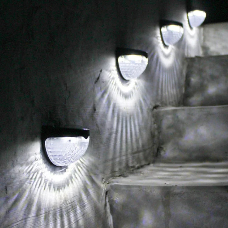 2 PCS LED Solar Wall Light Outdoor Semicircular Fence Garden Lawn Light