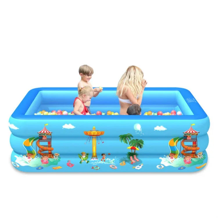 Household Indoor and Outdoor Amusement Park Pattern Children Square Inflatable Swimming Pool, 130 x 85 x 50cm, 150 x 110 x 50cm