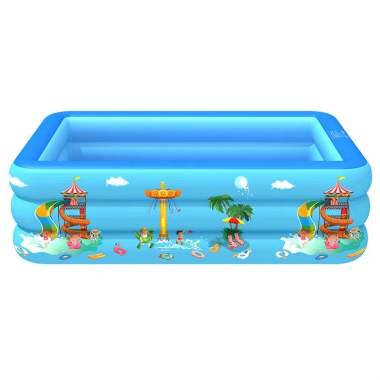 Household Indoor and Outdoor Amusement Park Pattern Children Square Inflatable Swimming Pool, 130 x 85 x 50cm, 150 x 110 x 50cm