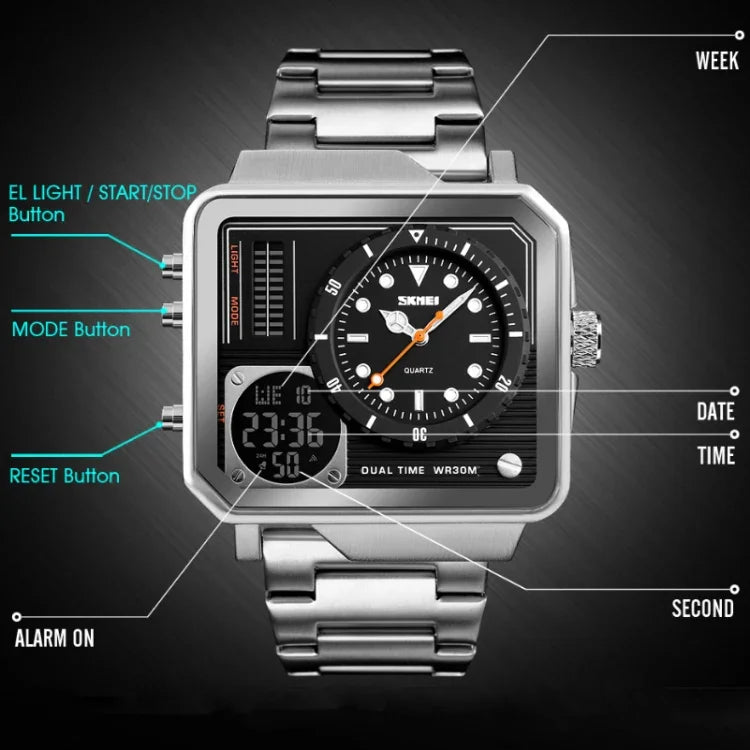 SKMEI 1392 Multi-Function Outdoor Sports Watch Business Double Display Waterproof Electronic Watch