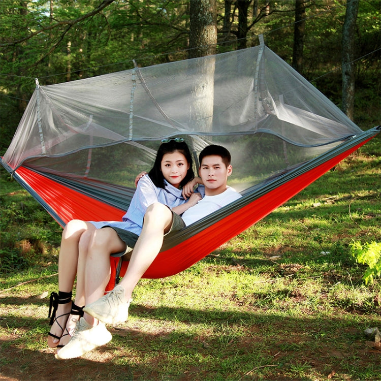1-2 Person Outdoor Mosquito Net Parachute Hammock Camping Hanging Sleeping Bed Swing Portable  Double  Chair, 260 x 140cm, 260x140cm Blue Grey, 260x140cm Pink, 260x140cm Pink Blue, 260x140cm Green, 260x140cm Yelliw Green, 260x140cm Dark Blue           ...