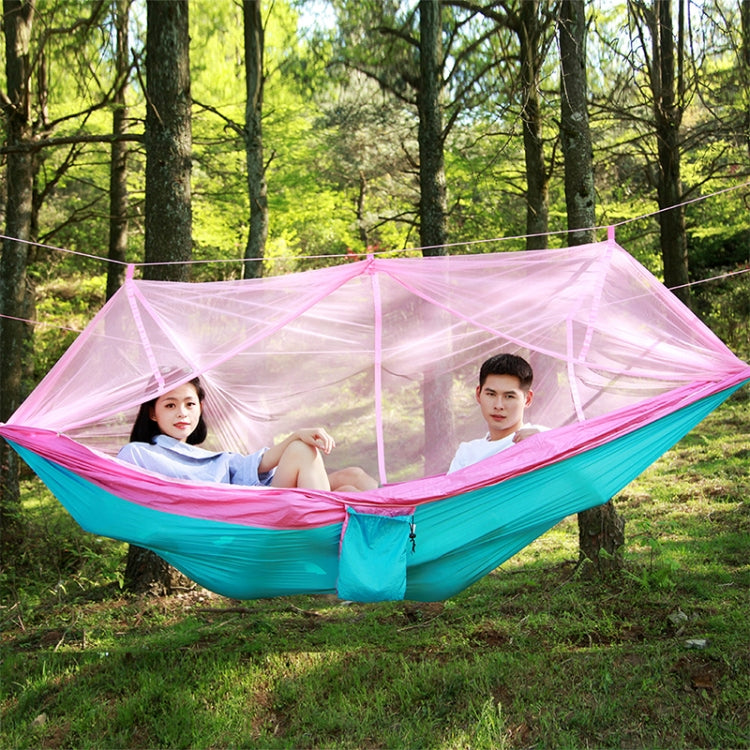 1-2 Person Outdoor Mosquito Net Parachute Hammock Camping Hanging Sleeping Bed Swing Portable  Double  Chair, 260 x 140cm, 260x140cm Blue Grey, 260x140cm Pink, 260x140cm Pink Blue, 260x140cm Green, 260x140cm Yelliw Green, 260x140cm Dark Blue           ...