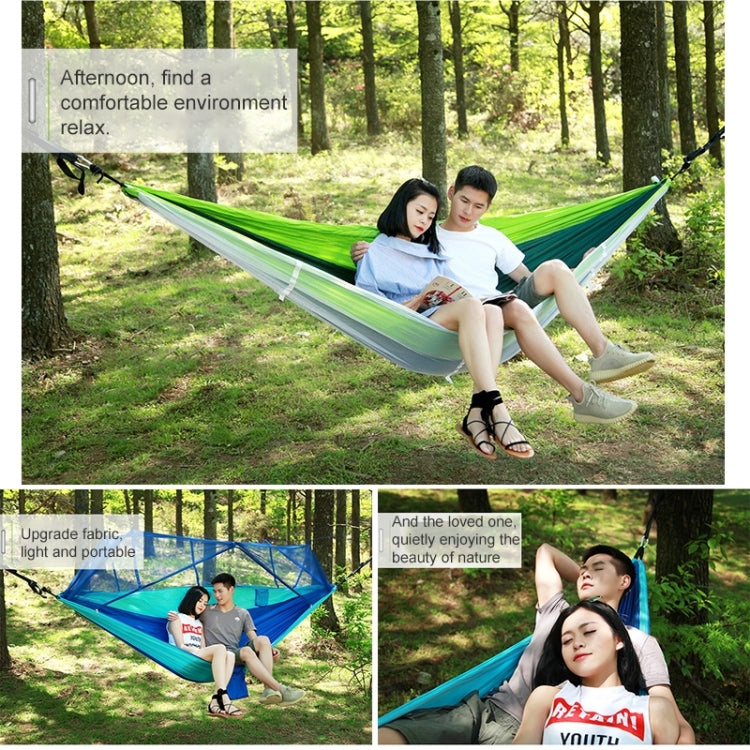 1-2 Person Outdoor Mosquito Net Parachute Hammock Camping Hanging Sleeping Bed Swing Portable  Double  Chair, 260 x 140cm, 260x140cm Blue Grey, 260x140cm Pink, 260x140cm Pink Blue, 260x140cm Green, 260x140cm Yelliw Green, 260x140cm Dark Blue           ...