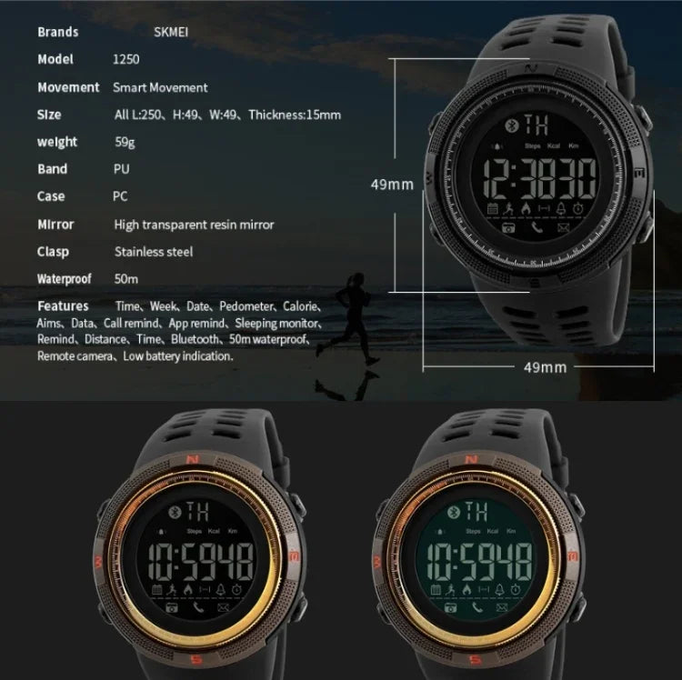 SKMEI 1219 Men Multi-Function Electronic Watch Outdoor Sports Watch, Green, Blue, Black, Rose Gold, Silver