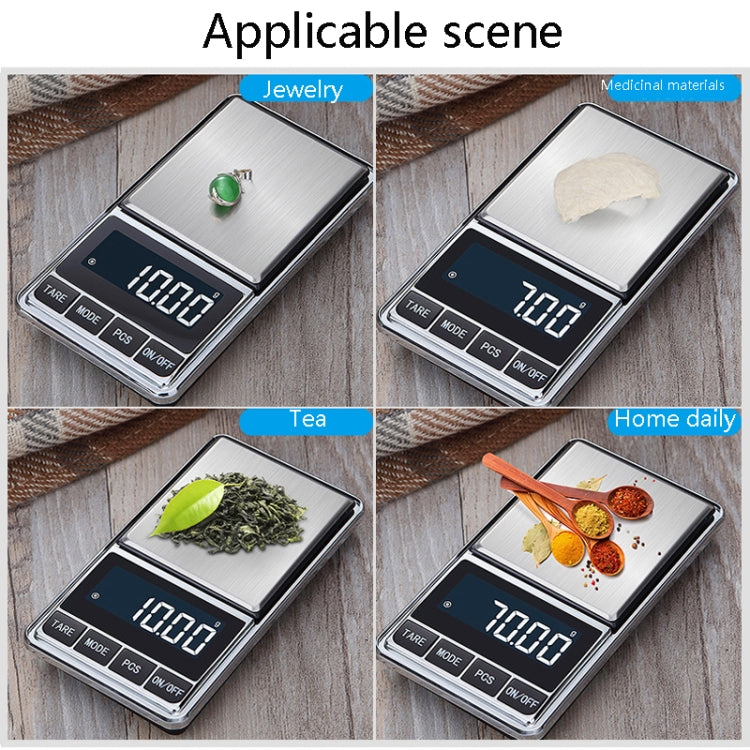 Kitchen Stainless Steel Mini Portable Scale High Precision Jewelry Scale Electronic Scale, 100g/0.01g, 200g/0.01g, 300g/0.01g, 500g/0.01g, 500g/0.1g