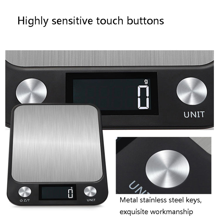 Small Kitchen Food Scale Stainless Steel Electronic Kitchen Scale, 5kg/1g (Black), 10kg/1g (Black), 5kg/1g (White), 10kg/1g (White)