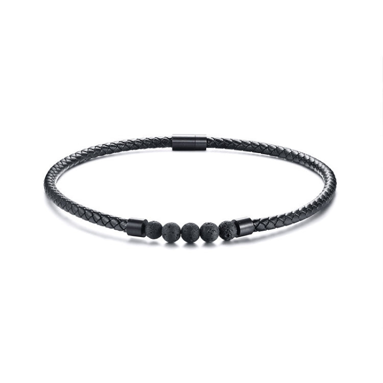 NC441 Stainless Steel Magnet Clasp Lava Stone Leather Collar Necklace, NC441