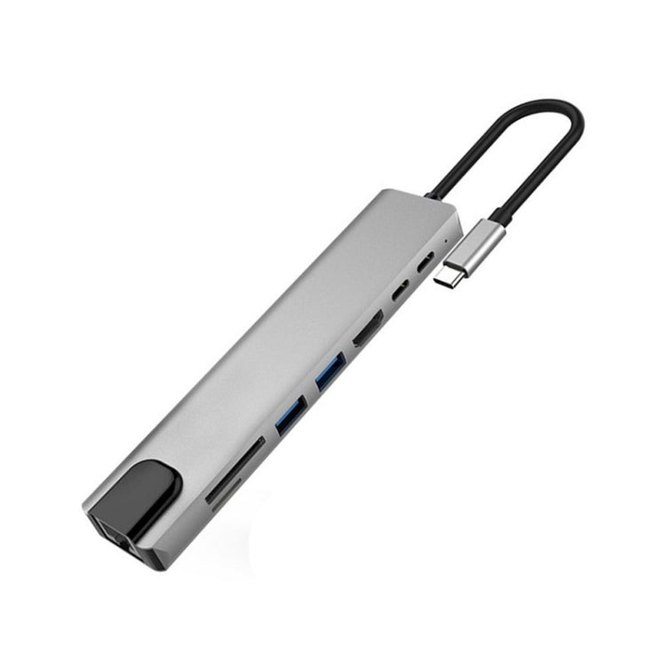 محطة إرساء HUB متعددة الوظائف WC7367 8 في 1 بقوة 87 واط من نوع Type-C إلى PD+USB3.0/USB2.0+SD+TF+HDMI+RJ45+Type-C، WC7367
