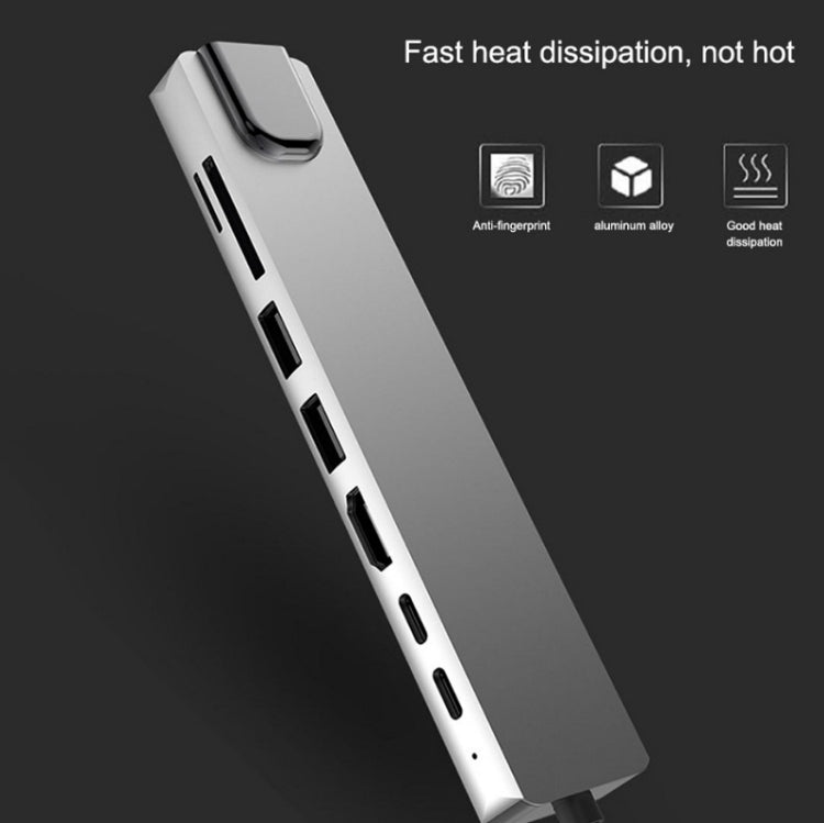 محطة إرساء HUB متعددة الوظائف WC7367 8 في 1 بقوة 87 واط من نوع Type-C إلى PD+USB3.0/USB2.0+SD+TF+HDMI+RJ45+Type-C، WC7367