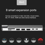 محطة إرساء HUB متعددة الوظائف WC7367 8 في 1 بقوة 87 واط من نوع Type-C إلى PD+USB3.0/USB2.0+SD+TF+HDMI+RJ45+Type-C، WC7367