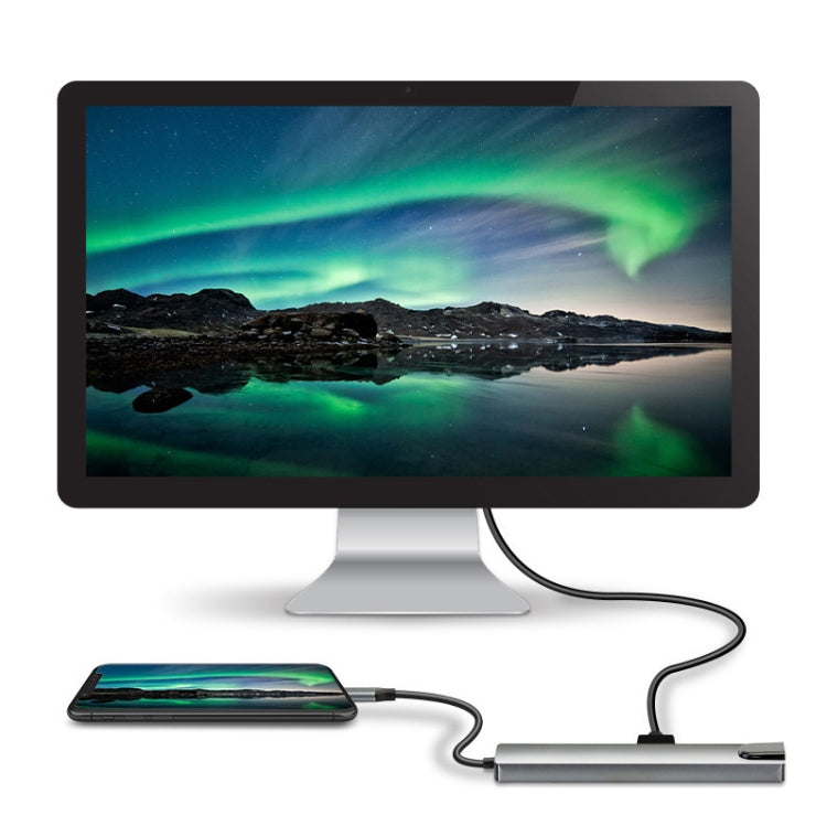 محطة إرساء HUB متعددة الوظائف WC7367 8 في 1 بقوة 87 واط من نوع Type-C إلى PD+USB3.0/USB2.0+SD+TF+HDMI+RJ45+Type-C، WC7367