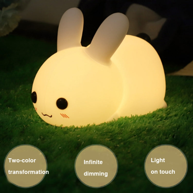 Silicone Rabbit LED Night Light USB Charging Dual-Tone Light Pat Light