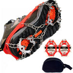 Outdoor 18-Tooth 430 Stainless Steel Crampons Snow Hiking Shoes Spikes Non-Slip Shoe Covers，SIze:, 18-Tooth M (Orange), 18-Tooth L (Black)