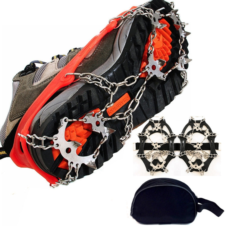 Outdoor 18-Tooth 430 Stainless Steel Crampons Snow Hiking Shoes Spikes Non-Slip Shoe Covers，SIze:, 18-Tooth M (Orange), 18-Tooth L (Black)