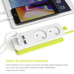 شريط طاقة بمقبس 1/2 أوروبي مع 4 منافذ USB، 1200 واط، 250 فولت، كابل بطول 1.5 متر، مقبس جداري محمول، مقابس بمقبس أوروبي