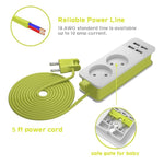 شريط طاقة بمقبس 1/2 أوروبي مع 4 منافذ USB، 1200 واط، 250 فولت، كابل بطول 1.5 متر، مقبس جداري محمول، مقابس بمقبس أوروبي