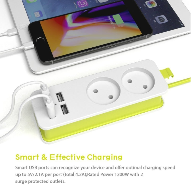 شريط طاقة بمقبس 1/2 أوروبي مع 4 منافذ USB، 1200 واط، 250 فولت، كابل بطول 1.5 متر، مقبس جداري محمول، مقابس بمقبس أوروبي