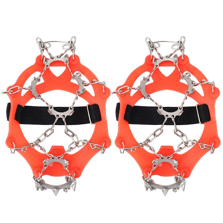 13 Teeth Outdoor Stainless Steel Mountaineering Climbing Crampons Trekking Non-Slip Shoe Covers, Size:, 13 Teeth M（Orange）