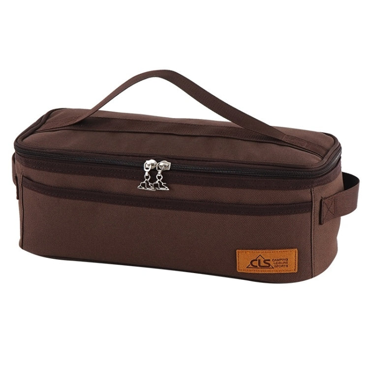 CLS Outdoor Camping Cookware Storage Bag BBQ Tableware Storage Bag Travel Portable Toiletry Bag, Brown, Stripes, Colour