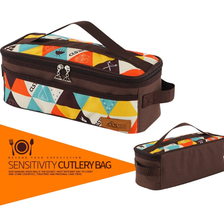 CLS Outdoor Camping Cookware Storage Bag BBQ Tableware Storage Bag Travel Portable Toiletry Bag, Brown, Stripes, Colour