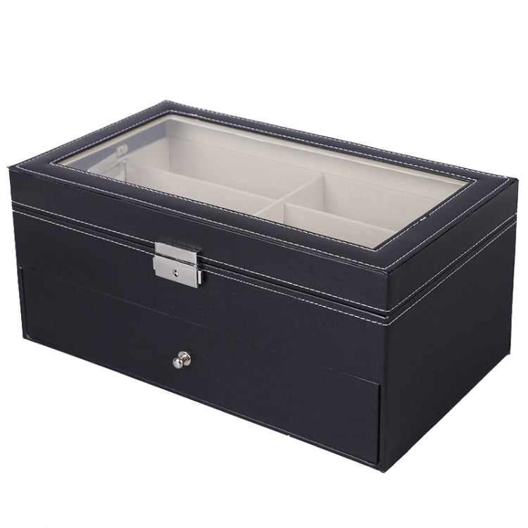 PU Leather Double-Layer Glasses Case Sunglasses Storage Display Box, Size: 33.5x19.5x15.5 cm