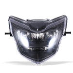 Motorcycle LDE Retro Headlights LED Far Near Beam Lights For Yamaha LC135 V2-V6, Transparent Glass, Smoked Glass