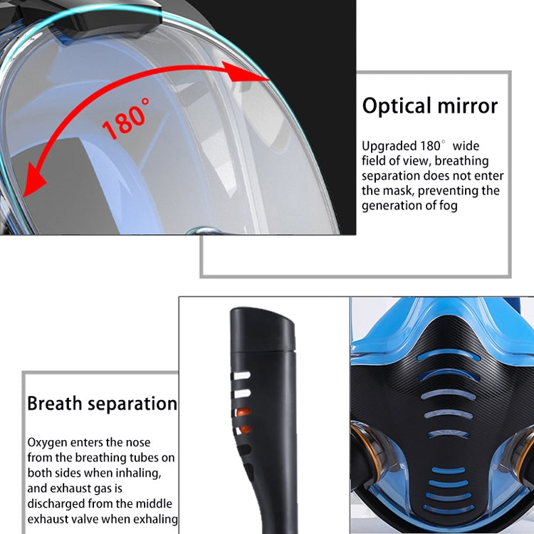 Snorkeling Mask Double Tube Silicone Full Dry Diving Mask Adult Swimming Mask Diving Goggles, S/M, L/XL
