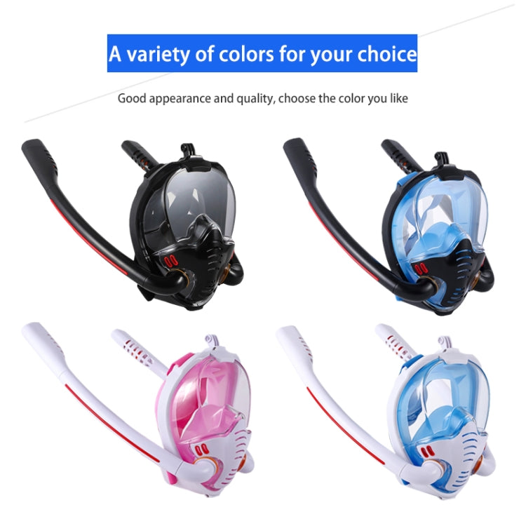 Snorkeling Mask Double Tube Silicone Full Dry Diving Mask Adult Swimming Mask Diving Goggles, S/M, L/XL