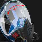 Snorkeling Mask Double Tube Silicone Full Dry Diving Mask Adult Swimming Mask Diving Goggles, S/M, L/XL