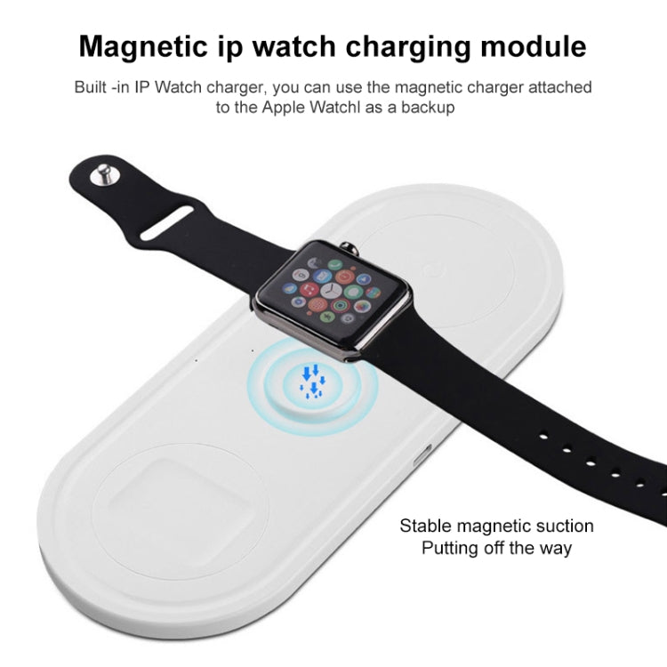 حامل شاحن لاسلكي متعدد الوظائف 3 في 1 KT-W50A8 بقوة 10 واط لأجهزة iPhone / iWatch / AirPods