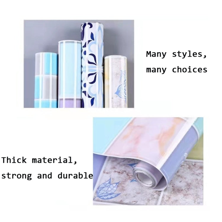 Kitchen Anti-Smoke Tile Wall Stickers Stove Wallpaper, Happy Every Day, Purple Vine, Blossoming Flowers, Blue Ans White Porcelain