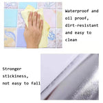 Kitchen Anti-Smoke Tile Wall Stickers Stove Wallpaper, Happy Every Day, Purple Vine, Blossoming Flowers, Blue Ans White Porcelain