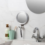 Bathroom Suction Cup Anti-Fog Mirror Aluminum Alloy With Hook Round Mirror