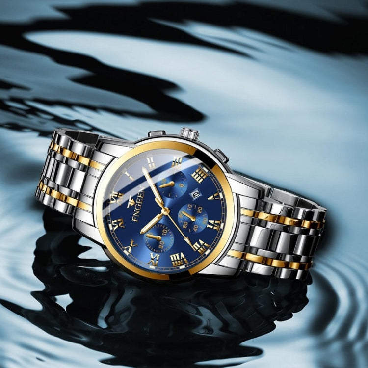 FNGEEN 4006 Men Automatic Mechanical Watch Waterproof Quartz Watch, Gold Blue Surface, Gold Black Surface, Gold White Surface, White Steel White Surface, White Steel Black Surface, White Steel Blue Surface, Black Steel Black Surface                    ...