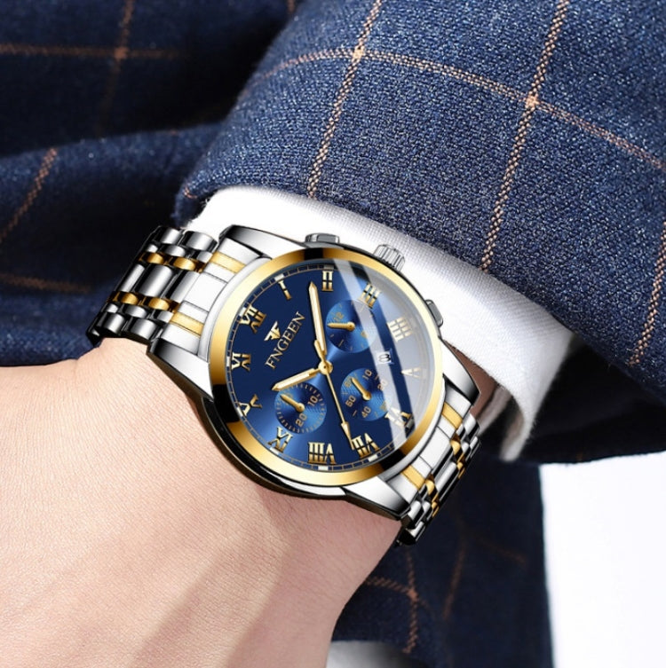 FNGEEN 4006 Men Automatic Mechanical Watch Waterproof Quartz Watch, Gold Blue Surface, Gold Black Surface, Gold White Surface, White Steel White Surface, White Steel Black Surface, White Steel Blue Surface, Black Steel Black Surface                    ...