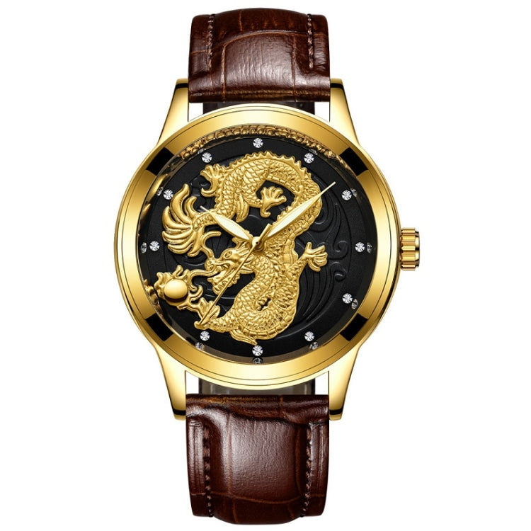 FNGEEN S666 Waterproof Luminous Non-Mechanical Watch Quartz Ultra-Thin Dragon Or Phoenix Pattern Couple Watch, Full Gold Gold Surface, Full Gold Black Surface, FullGold White Surface, Between Gold Gold Surface, Between Gold Black Surface               ...