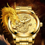 FNGEEN S666 Waterproof Luminous Non-Mechanical Watch Quartz Ultra-Thin Dragon Or Phoenix Pattern Couple Watch, Full Gold Gold Surface, Full Gold Black Surface, FullGold White Surface, Between Gold Gold Surface, Between Gold Black Surface               ...