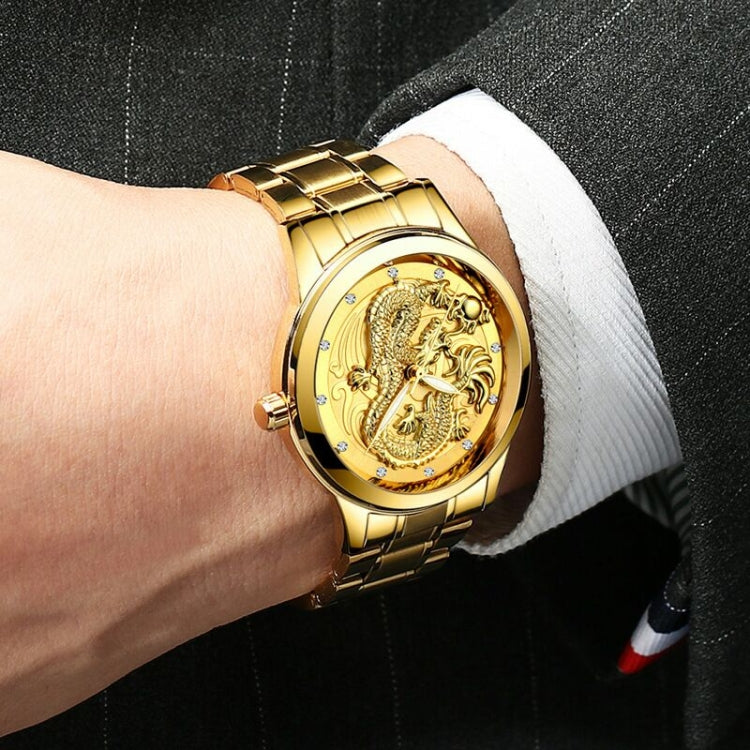 FNGEEN S666 Waterproof Luminous Non-Mechanical Watch Quartz Ultra-Thin Dragon Or Phoenix Pattern Couple Watch, Full Gold Gold Surface, Full Gold Black Surface, FullGold White Surface, Between Gold Gold Surface, Between Gold Black Surface               ...