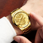 FNGEEN S666 Waterproof Luminous Non-Mechanical Watch Quartz Ultra-Thin Dragon Or Phoenix Pattern Couple Watch, Full Gold Gold Surface, Full Gold Black Surface, FullGold White Surface, Between Gold Gold Surface, Between Gold Black Surface               ...