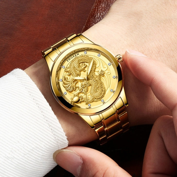 FNGEEN S666 Waterproof Luminous Non-Mechanical Watch Quartz Ultra-Thin Dragon Or Phoenix Pattern Couple Watch, Full Gold Gold Surface, Full Gold Black Surface, FullGold White Surface, Between Gold Gold Surface, Between Gold Black Surface               ...