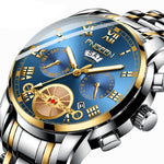 FNGEEN 4001 Men Non-Mechanical Watch Multi-Function Quartz Watch, Gold Blue Surface, Gold White Surface, White Steel Blue Surface, White Steel White Surface, Brown Leather Gold Blue Surface, Brown leather Gold White Surface                             ...