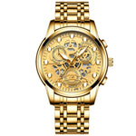 FNGEEN 4088 Men Hollow Quartz Watch Student Waterproof Luminous Watch, Full Gold Gold Surface, Full Gold Black Surface, Black Steel Black Surface White Nails, Black Steel Black Surface Gold Nails, Gold And Gold Surface, Gold Black Surface              ...