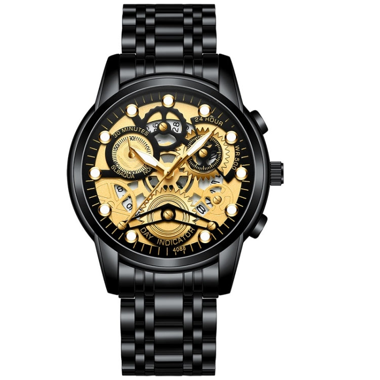 FNGEEN 4088 Men Hollow Quartz Watch Student Waterproof Luminous Watch, Full Gold Gold Surface, Full Gold Black Surface, Black Steel Black Surface White Nails, Black Steel Black Surface Gold Nails, Gold And Gold Surface, Gold Black Surface              ...